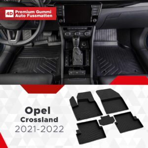 3D Premium Gummi Auto Fussmatten Set Passend für Opel Crossland Baujahr 2021-2022