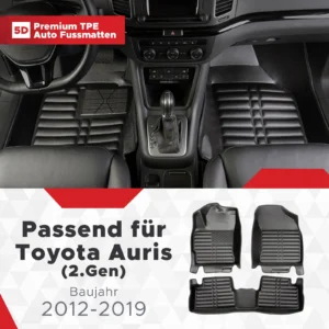 5D Premium Auto Fussmatten TPE Set passend für Toyota Auris (2.Gen) Baujahr 2012-2019