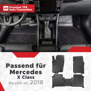 3D Premium Gummi Auto Fussmatten Set Passend für Mercedes X Class Baujahr ab 2018