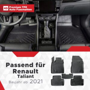 3D Premium Gummi Auto Fussmatten Set Passend für Renault Taliant Baujahr ab 2021
