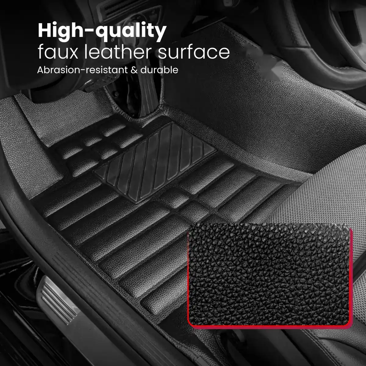 5D car floor mat with a premium faux leather surface