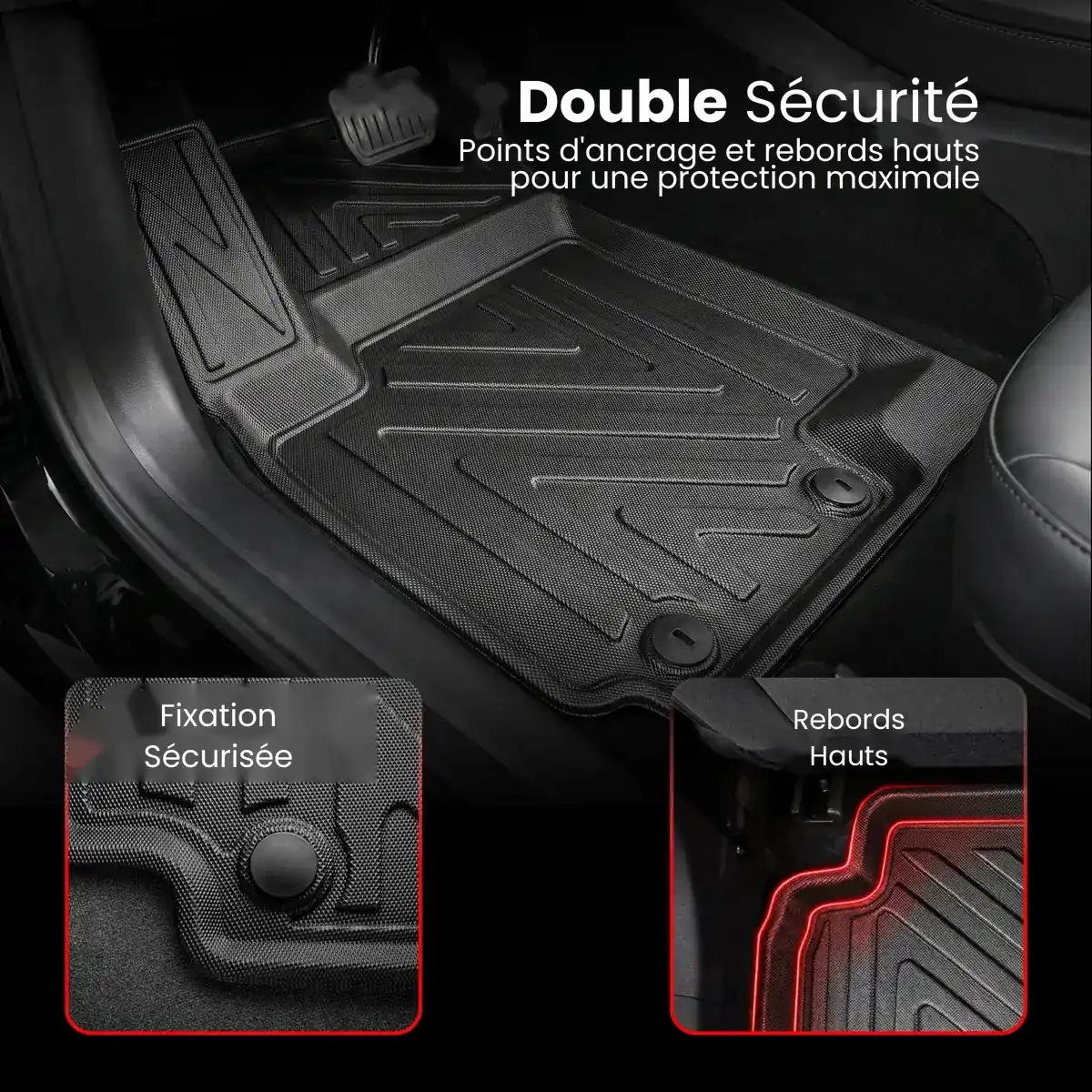Tapis de sol auto 3D pour Renault Clio 4 2012-2019 Aspect carbone – Image 5