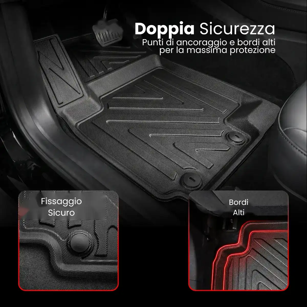Tappetini auto 3D per Nissan Qashqai (2ª generazione) (J11) 2014-2021 effetto carbonio - immagine 5