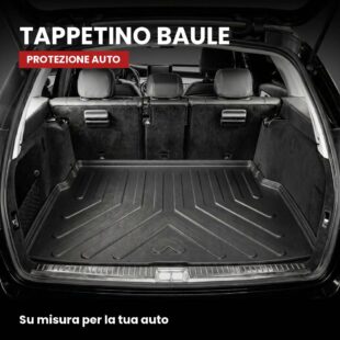 Tappetino baule nero in gomma su misura nel bagagliaio di una station wagon